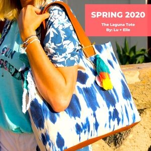 NWT Lu & Elle Blue, brown & Cream Laguna Tote